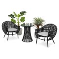 Set mobilier gradina/terasa, 2 fotolii + masuta, Alcudia, aluminiu, negru/gri
