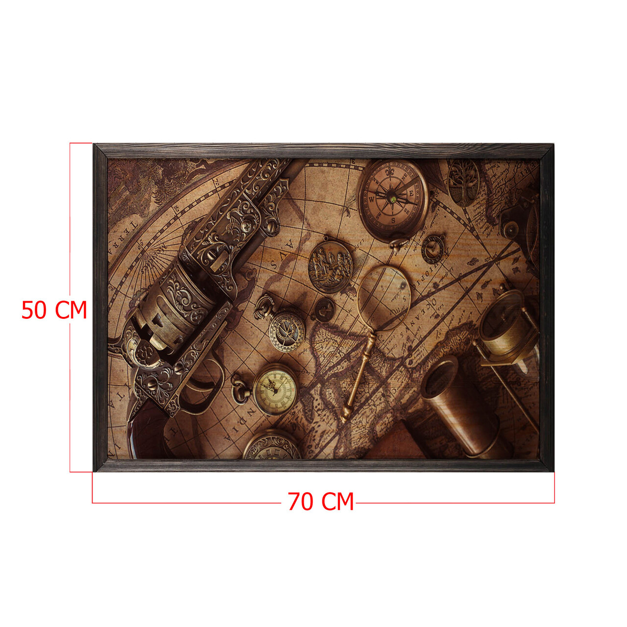 Tablou decorativ, Antic Map XL, Lemn, Lemn, Multicolor