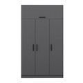 Dulap pentru haine, Minerva, Minar 3 Kapak 2 Çekmece 255, 135x255x52 cm, PAL, Antracit
