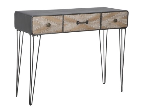 Consola oklahoma, mauro ferretti, 100 x 38.5 x 80 cm, fier/mdf, negru/maro