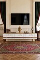 Comoda TV, Hanah Home, Ilay, 180x41x30 cm, Stejar Safir / Alb / Auriu