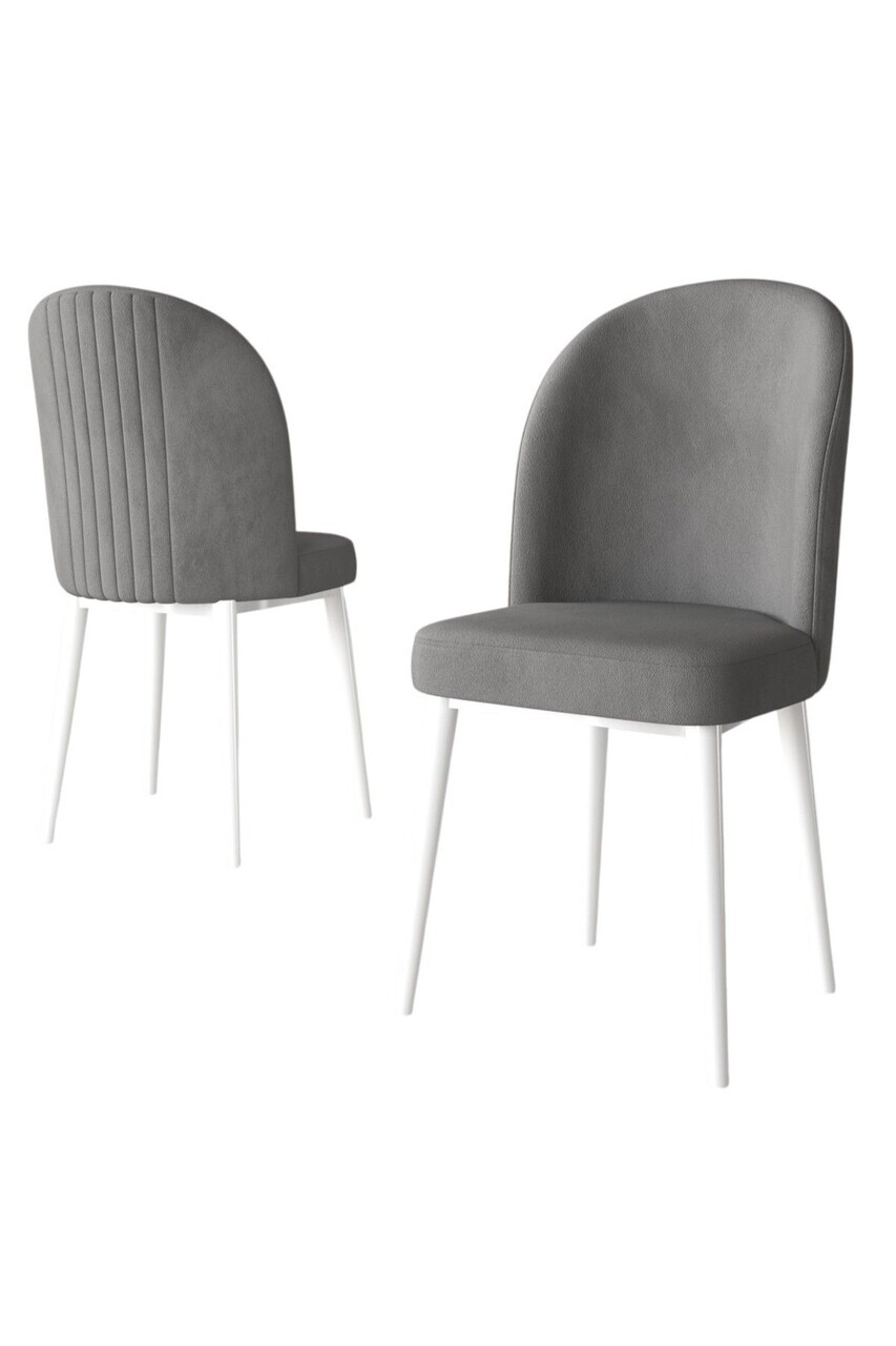 Set scaune 6 piese, Hanah Home, Aste, Gri/Alb — imaginea 2