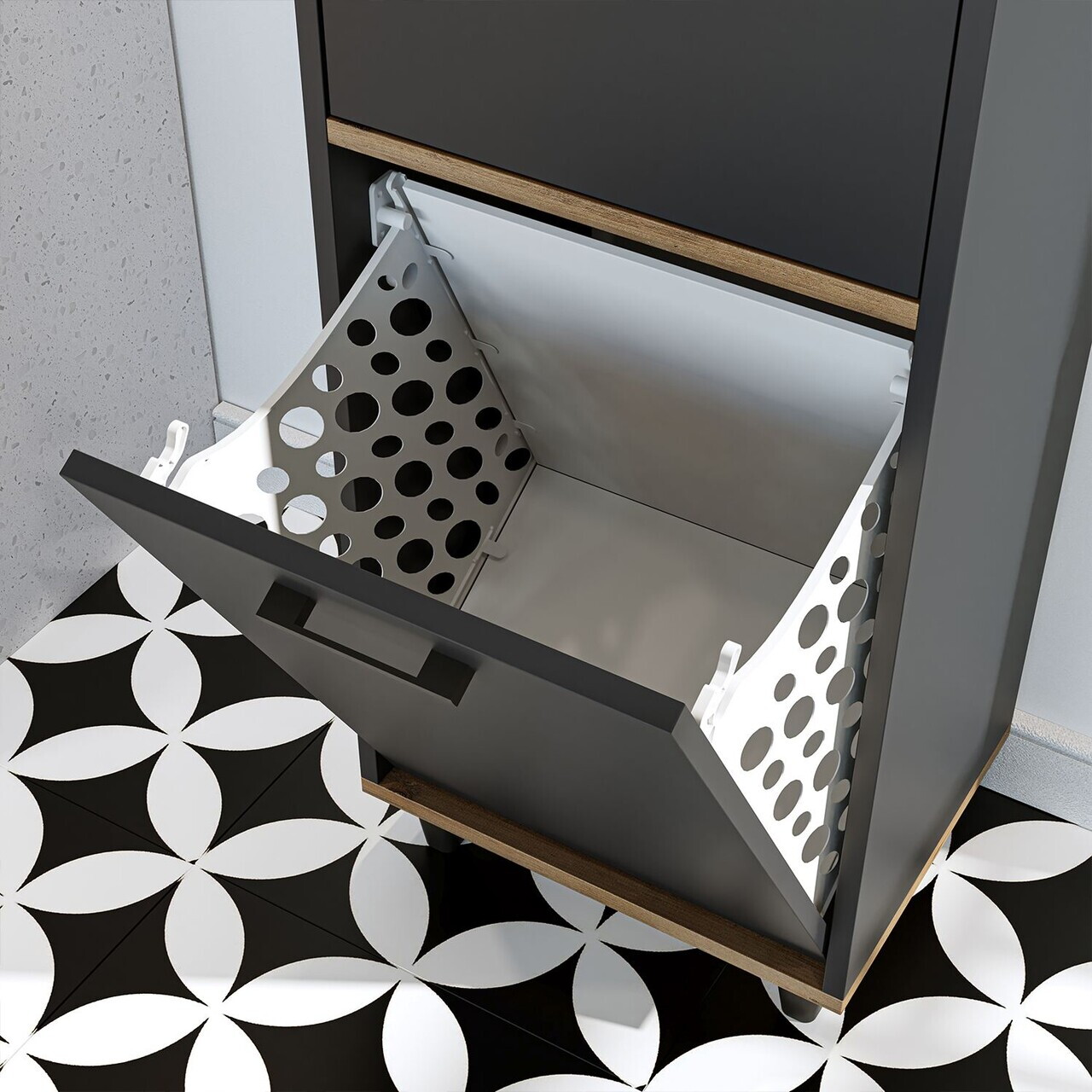 Dulap multifunctional, Hanah Home, 2533, 45x200x35 cm, PAL MELAMINAT, Antracit / Pin Atlantic — imaginea 7
