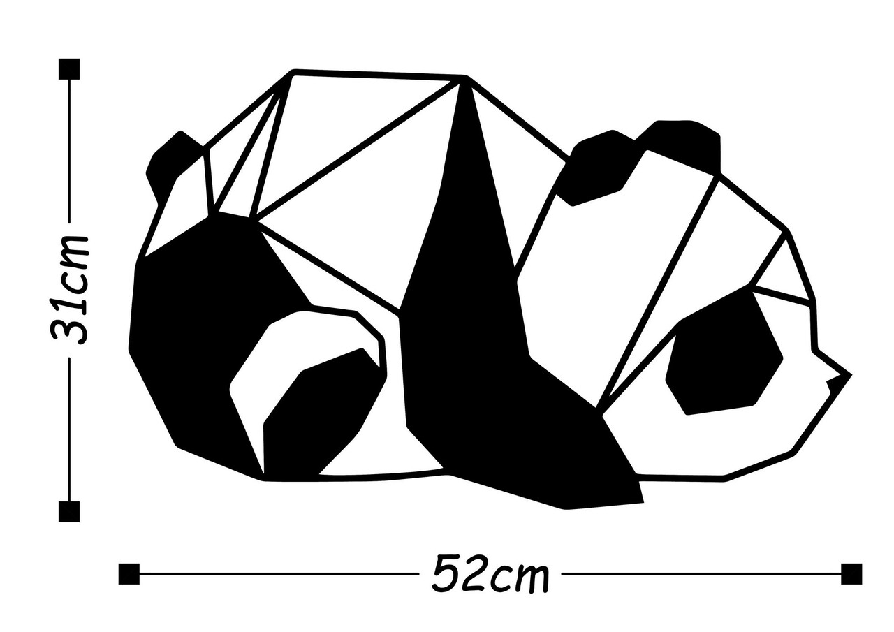 Decoratiune de perete, Panda2, Metal, Dimensiune: 52 x 31 cm, Negru