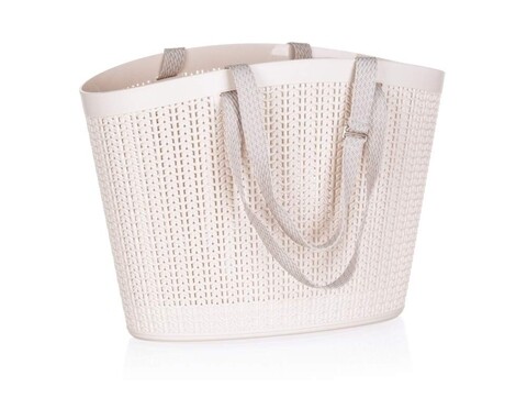Geanta, knit, happy green, 42x23x30 cm, plastic, crem