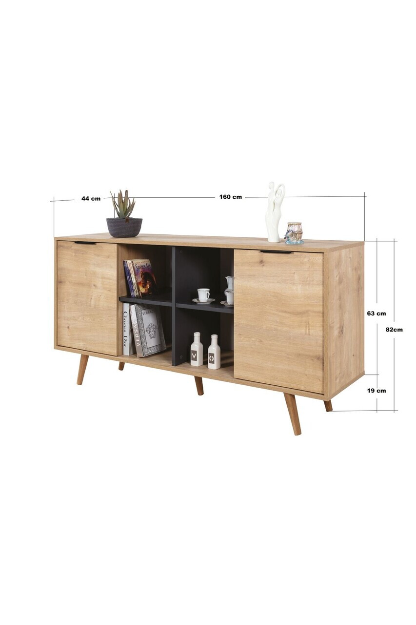 Consola, Hanah Home, Sina 4619, 160x82x44 cm, PAL, Stejar safir / Antracit — imaginea 7