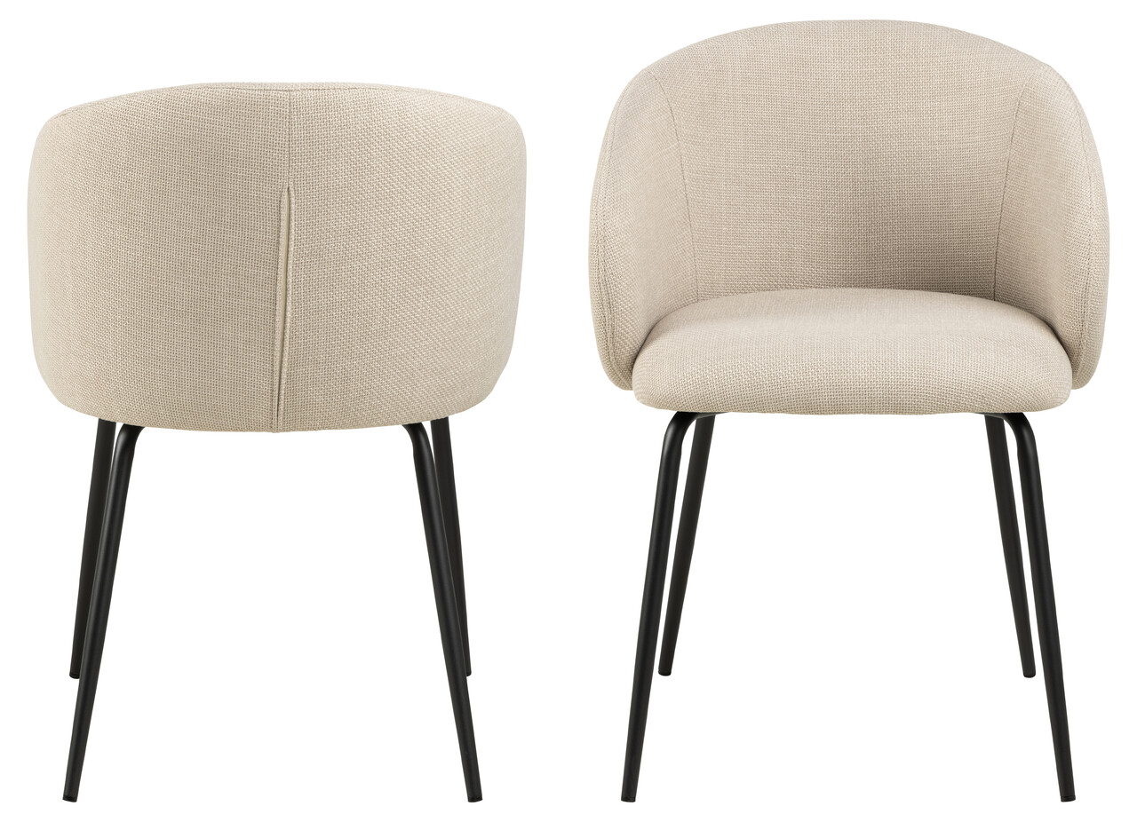 Scaun Eleanor, Actona, 55.5x55x79 cm, tesatura structurata/otel, bej/negru mat - view 11