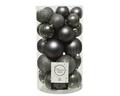 Cutie cu 30 globuri asortate Silver Mix, Decoris, plastic, argintiu