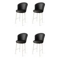 Set scaune  de bar 4 piese, Charlotte, Uras, Metal, Alb/Negru
