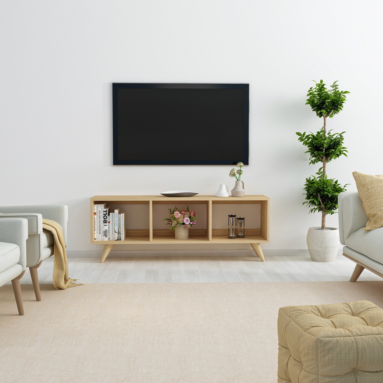 Comoda TV, Inarch, Tina, 120x48.2x29.6 cm, PAL, Maro - 1 | YEO