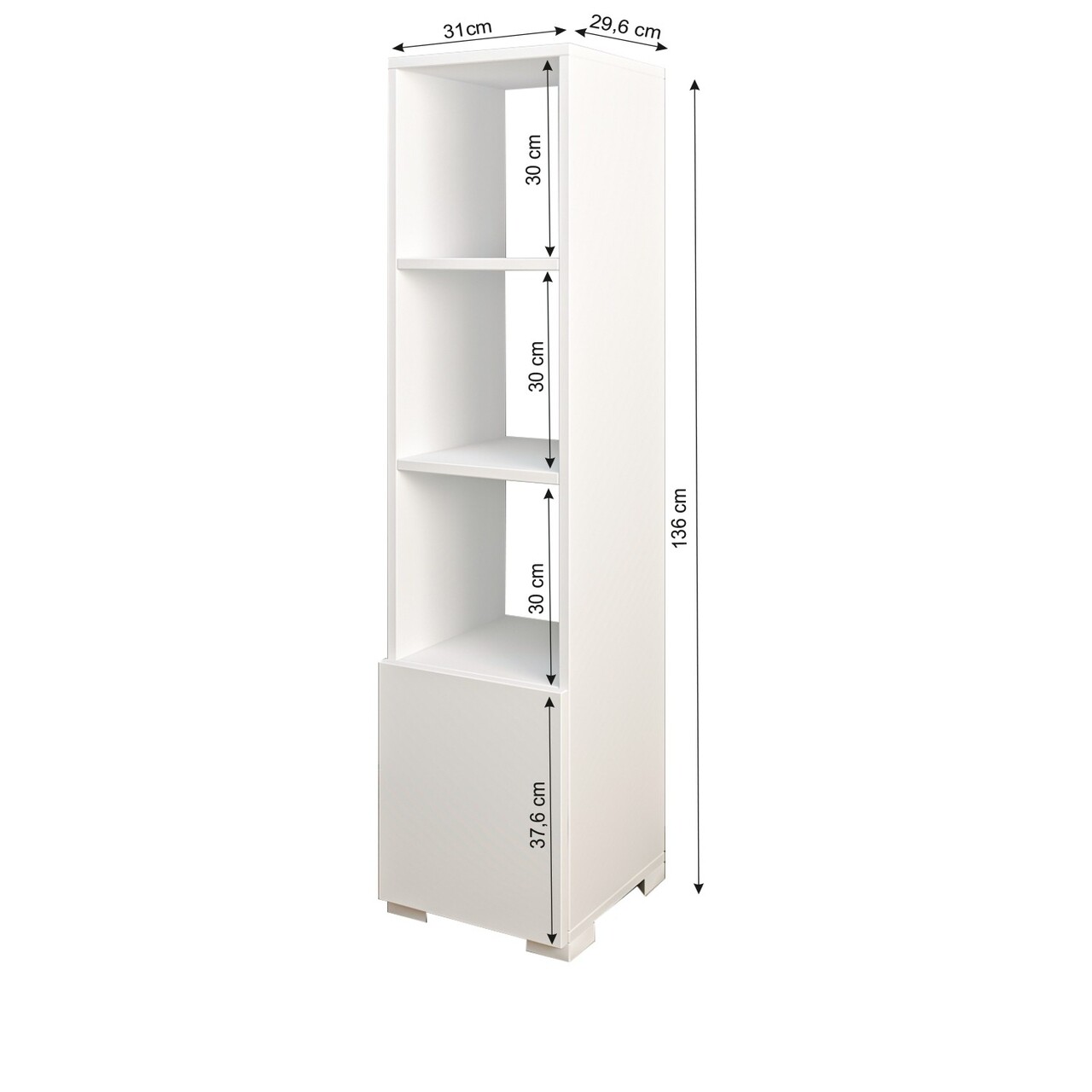 Corp biblioteca, Inarch, Kuzey, 31x136x29.6 cm, PAL, Alb