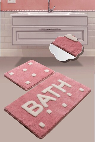 Set covoraș de baie (2 bucăți), chilai, bath, fibre acrilice, roz