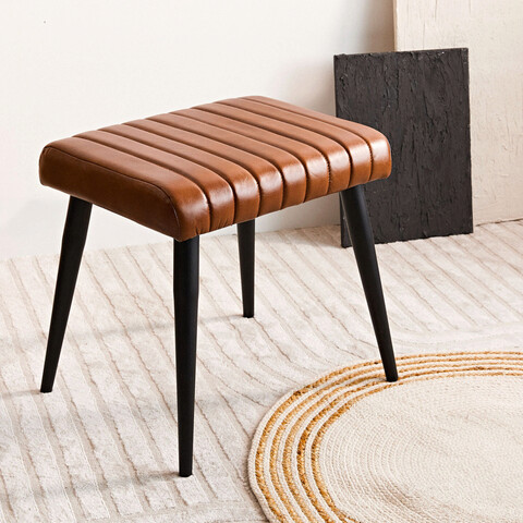 Bancheta Brizo, Homla, 45x37x45 cm, metal/piele, maro