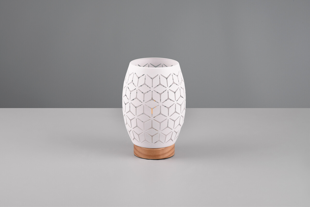 Lampa de masa Bidar, RL, 15x21.5 cm, 28W, 1x E27, metal, alb mat/natur