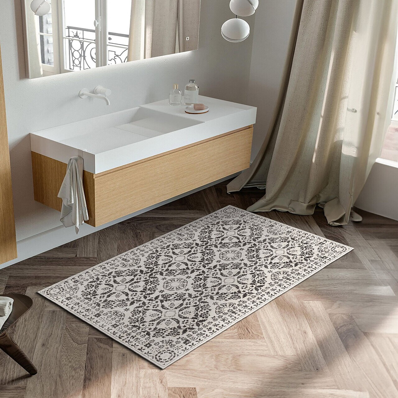 Covor, Kece-Fr76, 80x150 cm, Gri — imaginea 3