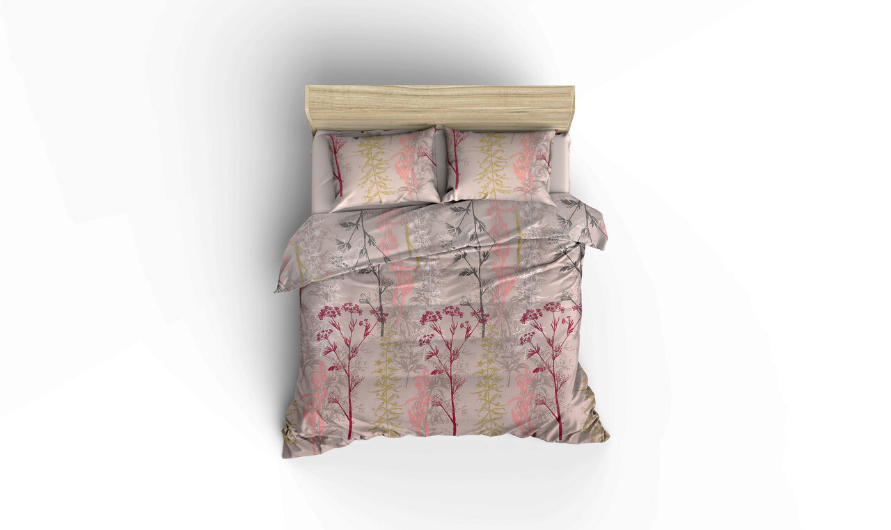 Set cuvertura pique dubla, L'essentiel Maison, Urla, Beige / Red / Salmon / Green - view 2
