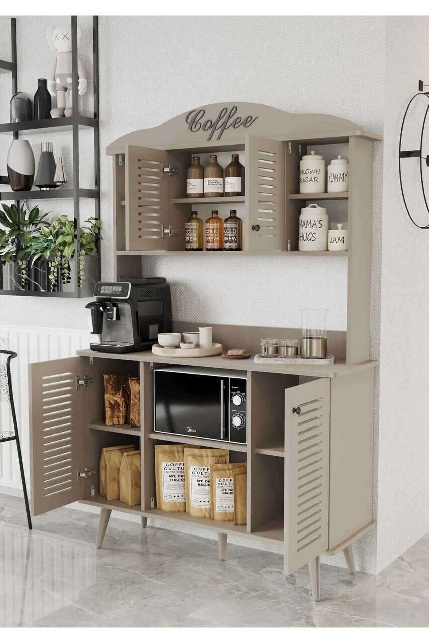 Dulap de bar pentru cafea, Hanah Home, Avior 120, 120x170x40 cm, MDF, Gresie - view 3