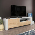 Comoda TV, Retricy, Piedmont, 160x36.8x46 cm, PAL, Stejar alb