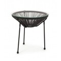 Masuta de cafea pentru gradina, Parker, Bizzotto, 60x71 cm, otel/fibre sintetice/sticla, negru