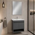 Set Dulap de Baie cu Chiuvetă și Oglindă (2 Piese), Hanah Home, Compacta 60, Gri carbon închis