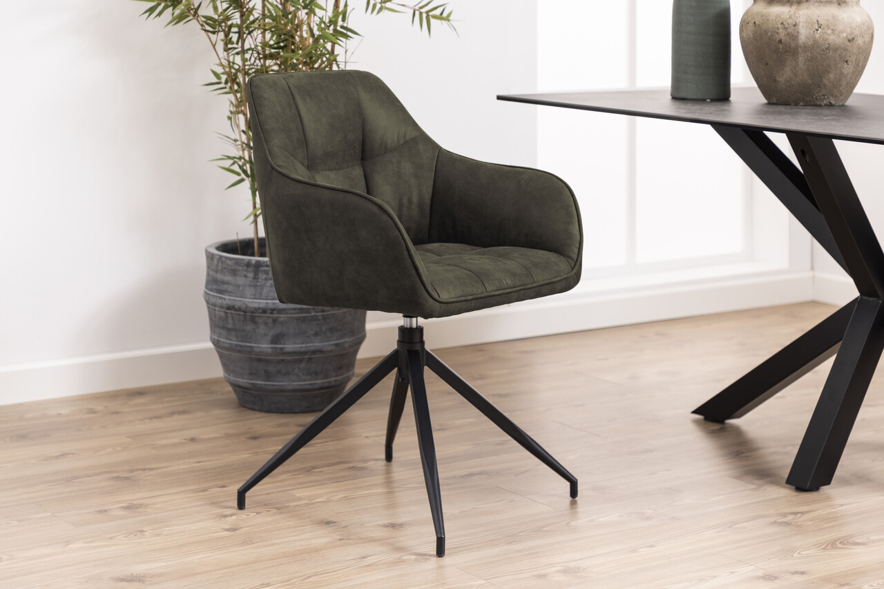 Scaun Brenda, Actona, 58x54.5x84.5 cm, rotativ, poliester/otel, verde olive - view 5