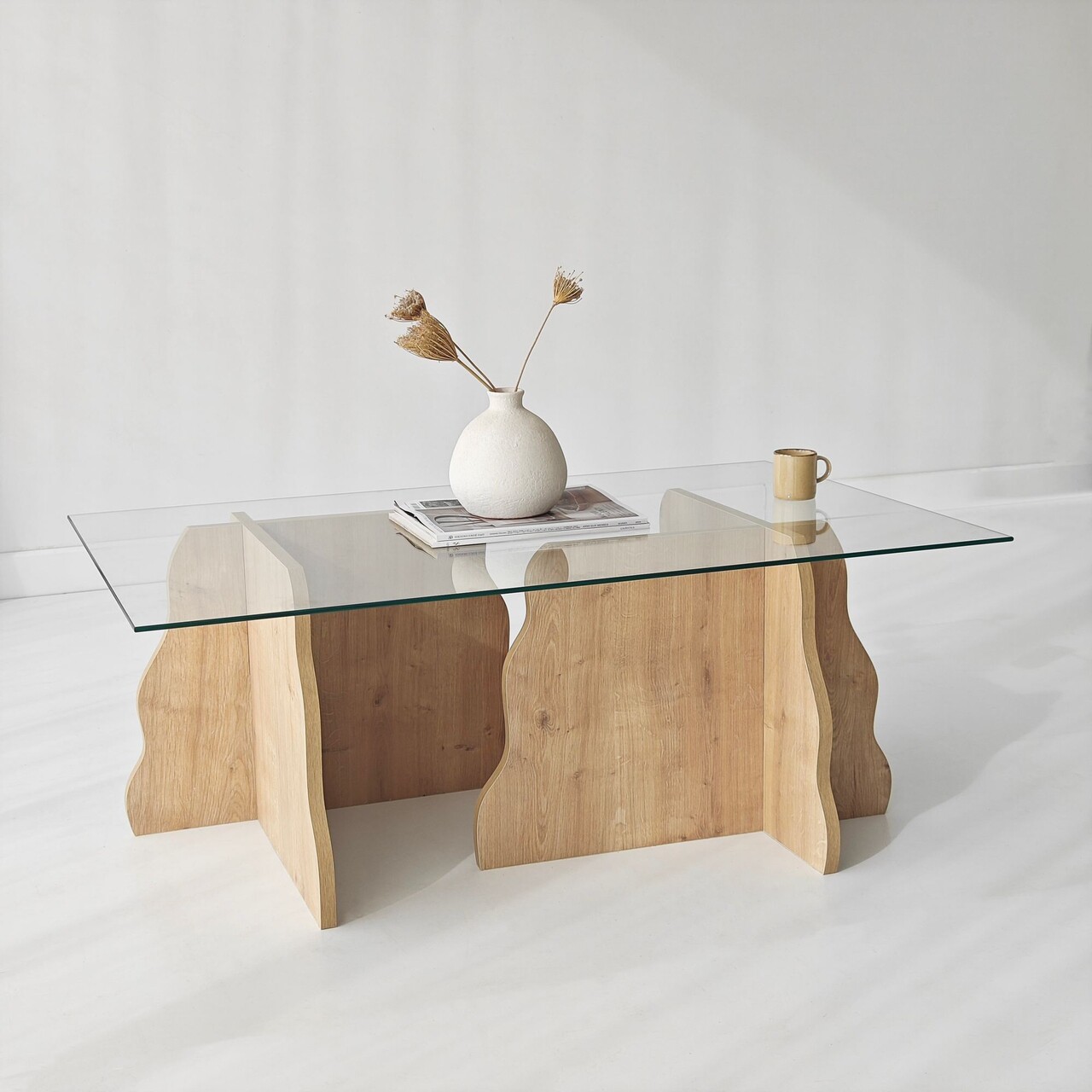 Masuta de cafea, Hanah Home, Canyon, 105x40x65 cm, Stejar Safir / Transparent - view 7