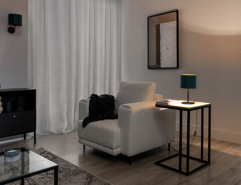 Lampa de masa ELTAP, Vespillo, 18x34 cm, 1xE27, 15W, otel/PVC, verde/auriu