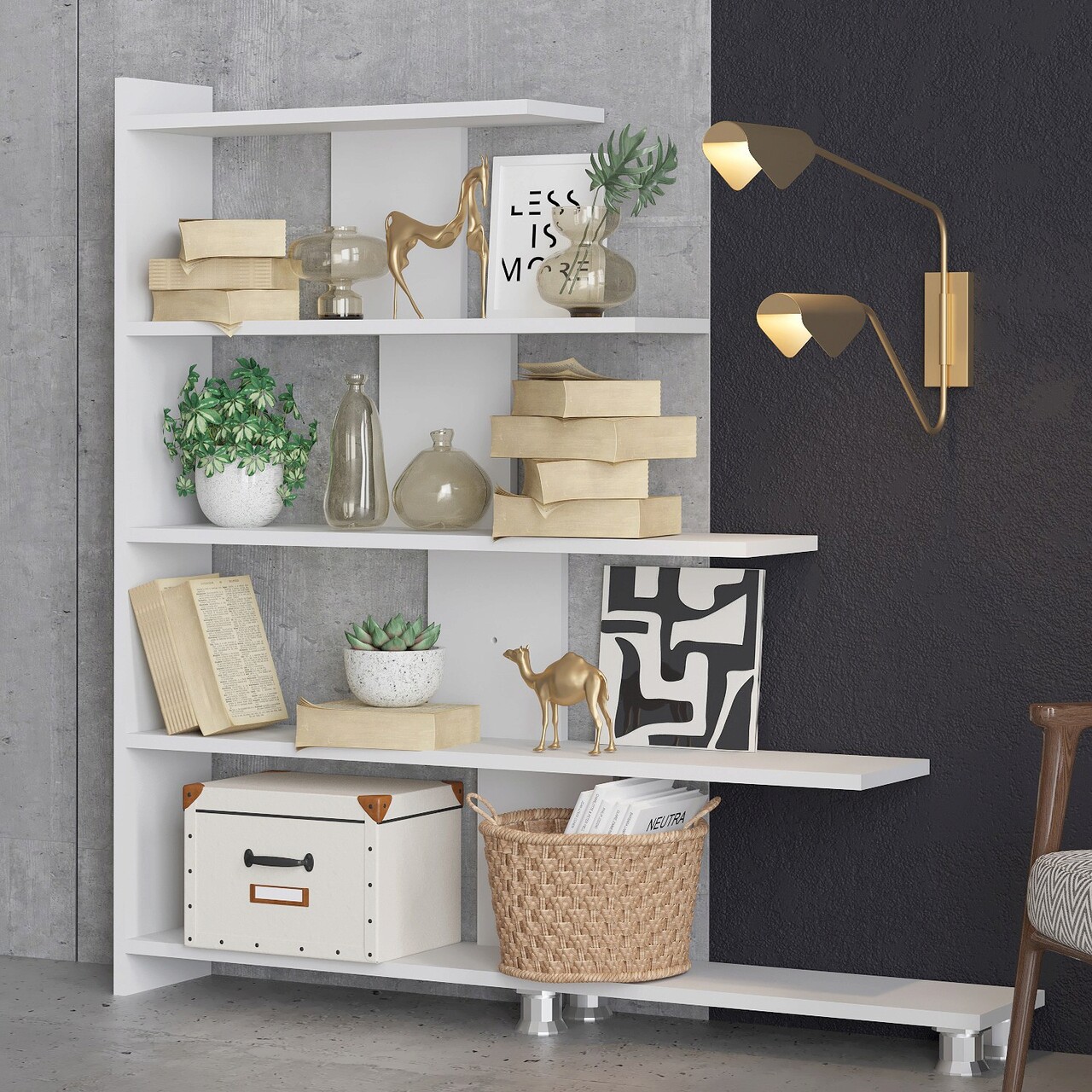 Corp biblioteca, Elegance, Reward, 122x120x20 cm, Alb - 2 | YEO