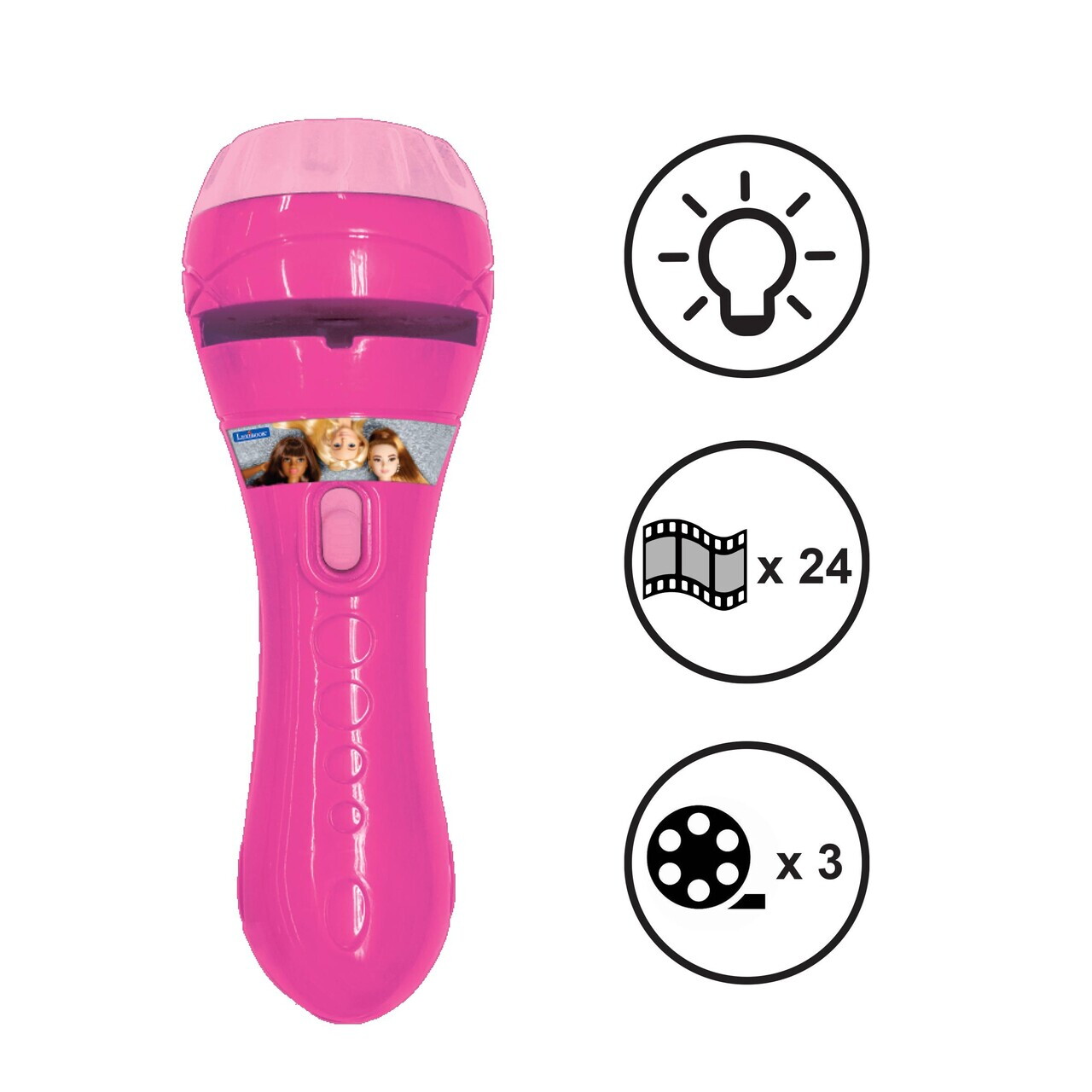 Lanterna cu proiector Barbie, LEXIBOOK, roz - imagine 2