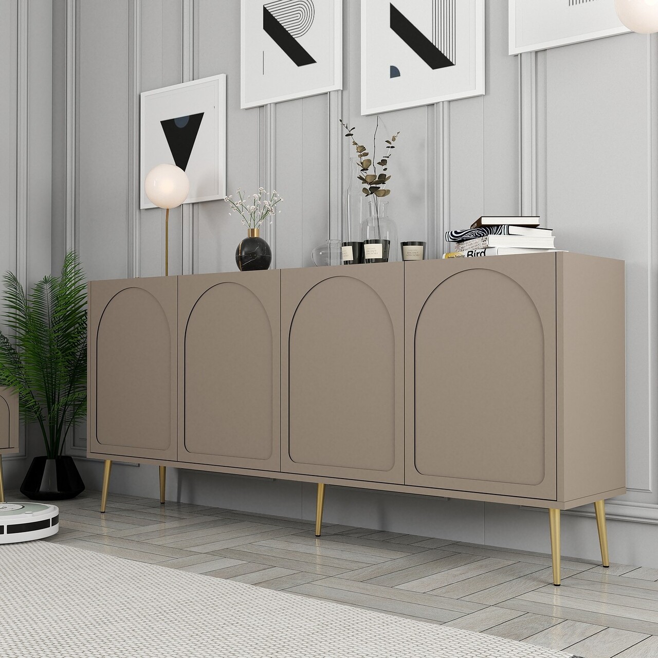 Consola, Hanah Home, Lyon 80, 180x80x35 cm, Atlas / Aur - view 4