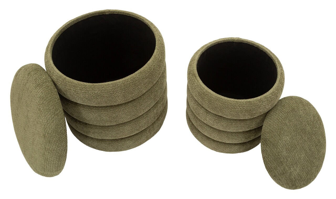 Set 2 taburete cu spatiu de depozitare, Mauro Ferretti, Nordic Style, 44x47 cm, poliester/MDF, verde — imaginea 5