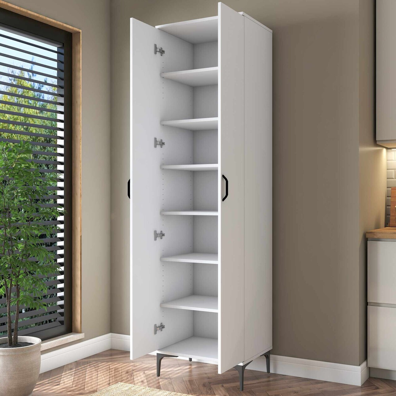 Dulap multifunctional, Hanah Home, JE257, 60x218.6x45 cm, Alb — imaginea 8