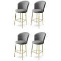 Set scaune  de bar 4 piese, Charlotte, Fora, Metal, Gri / Auriu