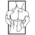 Decoratiune de perete, Muscular Man, metal, 36 x 50 cm, negru