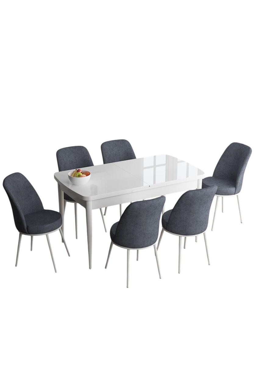 Set masa extensibila si scaune, Hanah Home, Han, Alb / Fum - view 2