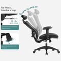 Scaun de birou, Songmics, ergonomic, suport lombar si tetiera reglabile, 70x71x114-124 cm, 150 kg, negru cerneala