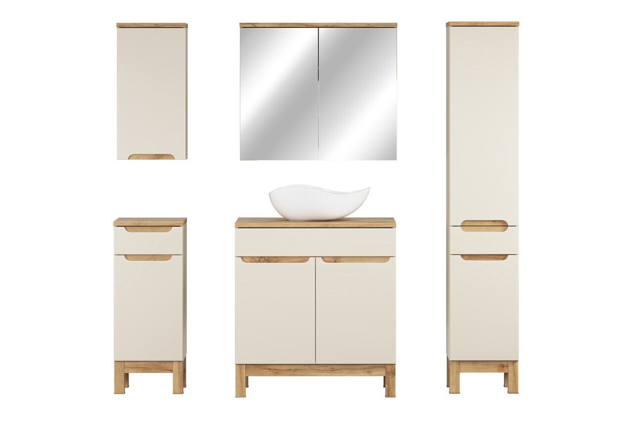 Set mobilier baie Bali Cashmere Wotan 80 cm HC MC, dulapuri, masca cu lavoar si cabinet cu oglinda, Comad, MDF/PAL, casmir - view 3