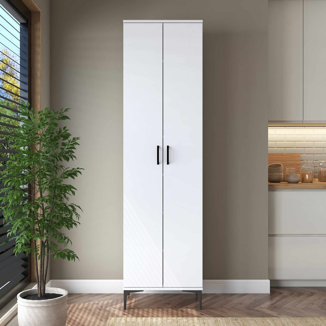 Dulap multifunctional, Hanah Home, JE257, 60x218.6x45 cm, Alb — imaginea 9