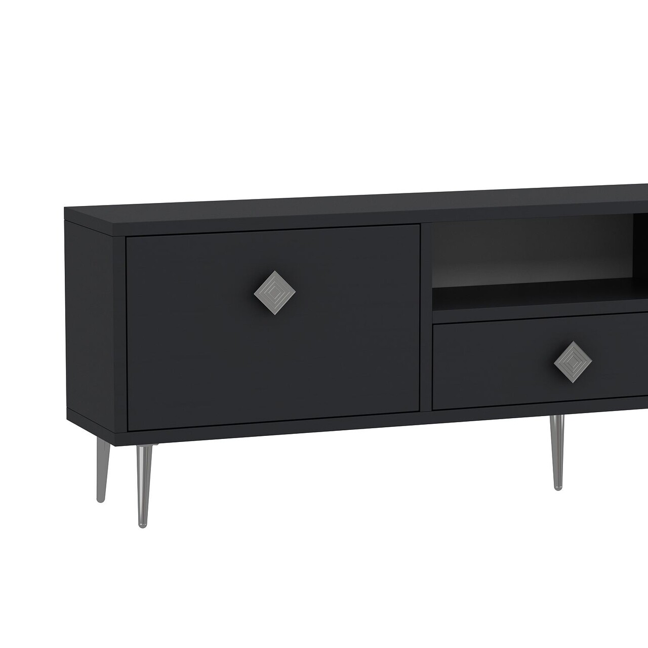 Comoda TV, Hanah Home, 1308-DROP-1, 140x45x30 cm, PAL , Antracit / Argintiu - view 5
