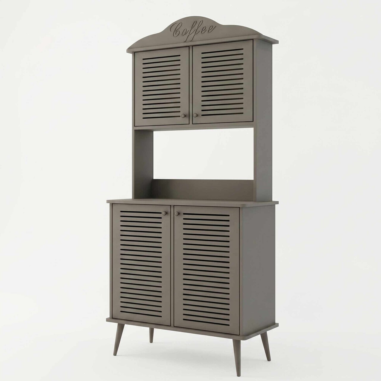 Dulap de bar pentru cafea, Hanah Home, Avior 90, 90x170x40 cm, MDF, Gri - view 4