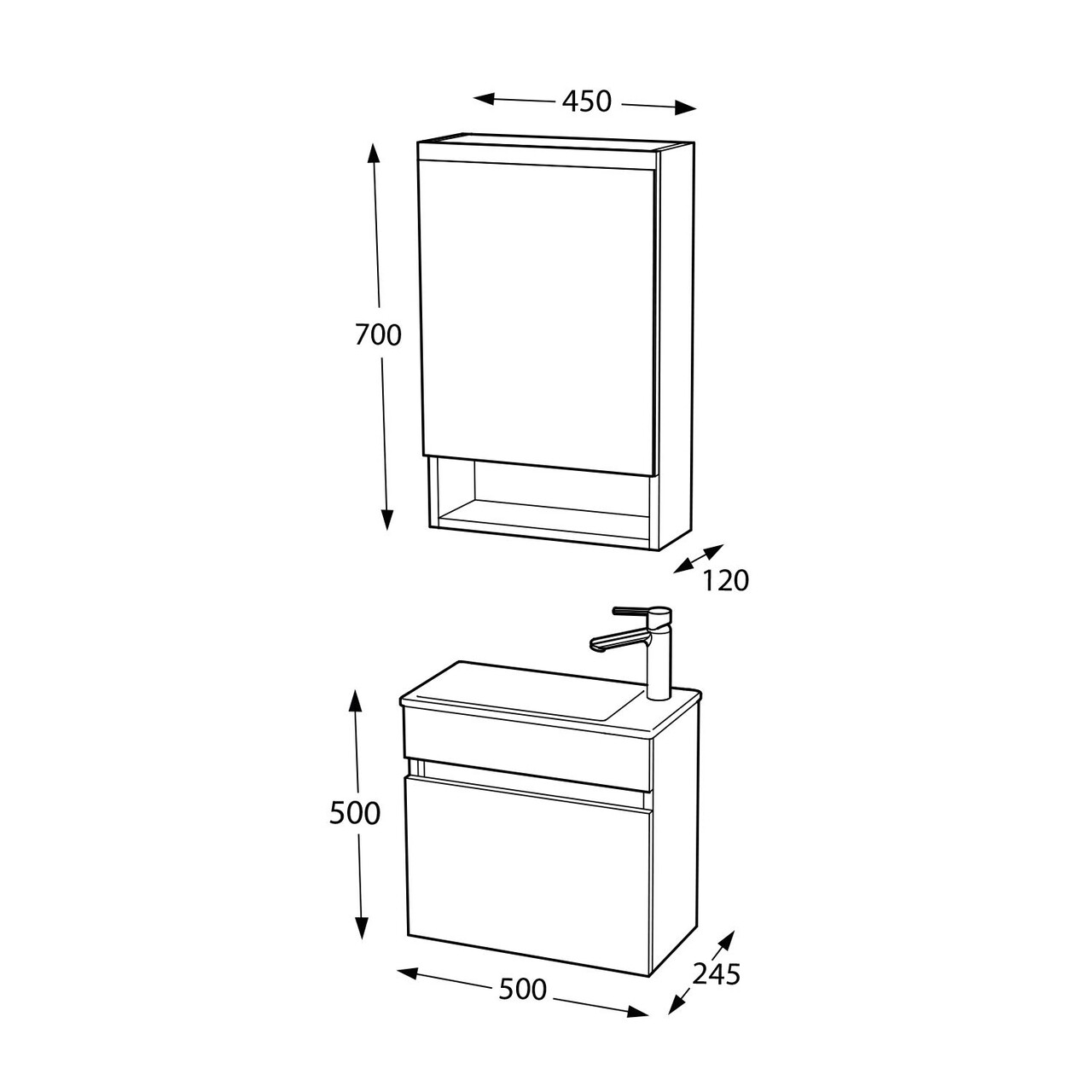 Set mobilier de baie (2 piese), Hanah Home, Pıccolo 50, Pin - view 4