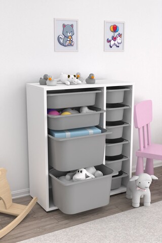 Dulap multifunctional, Estella, Zen 2D2K6U, Alb/Gri
