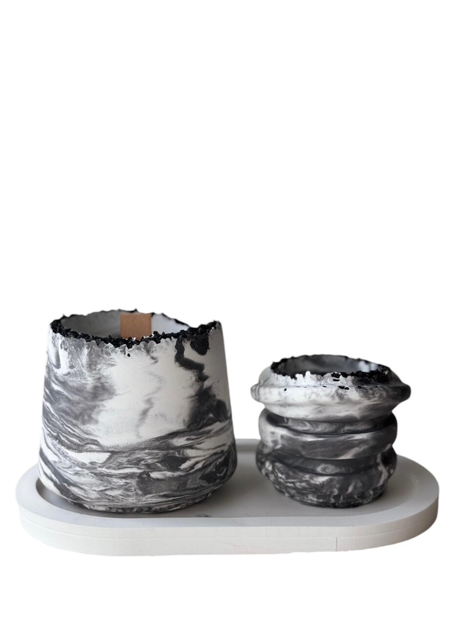 Set de lumanari, Glamour Candle 43ST, 100% SOIA, Gri/Alb