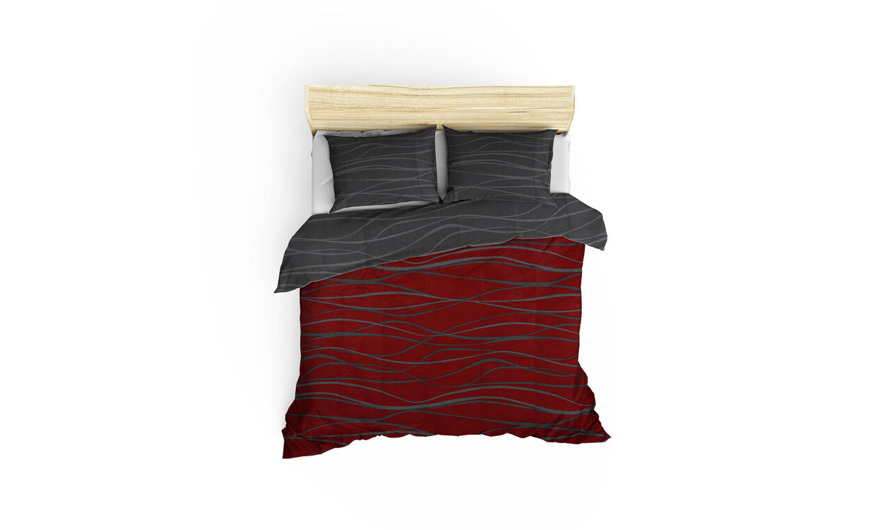 Lenjerie de pat dubla, Verda - Claret Red, EnLora Home, 65% bumbac/35% poliester - 1 | YEO