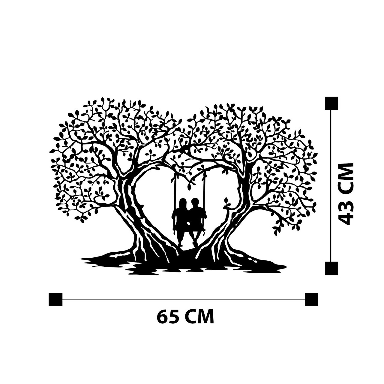 Decoratiune de perete, Love, metal, 65 x 43 cm, negru