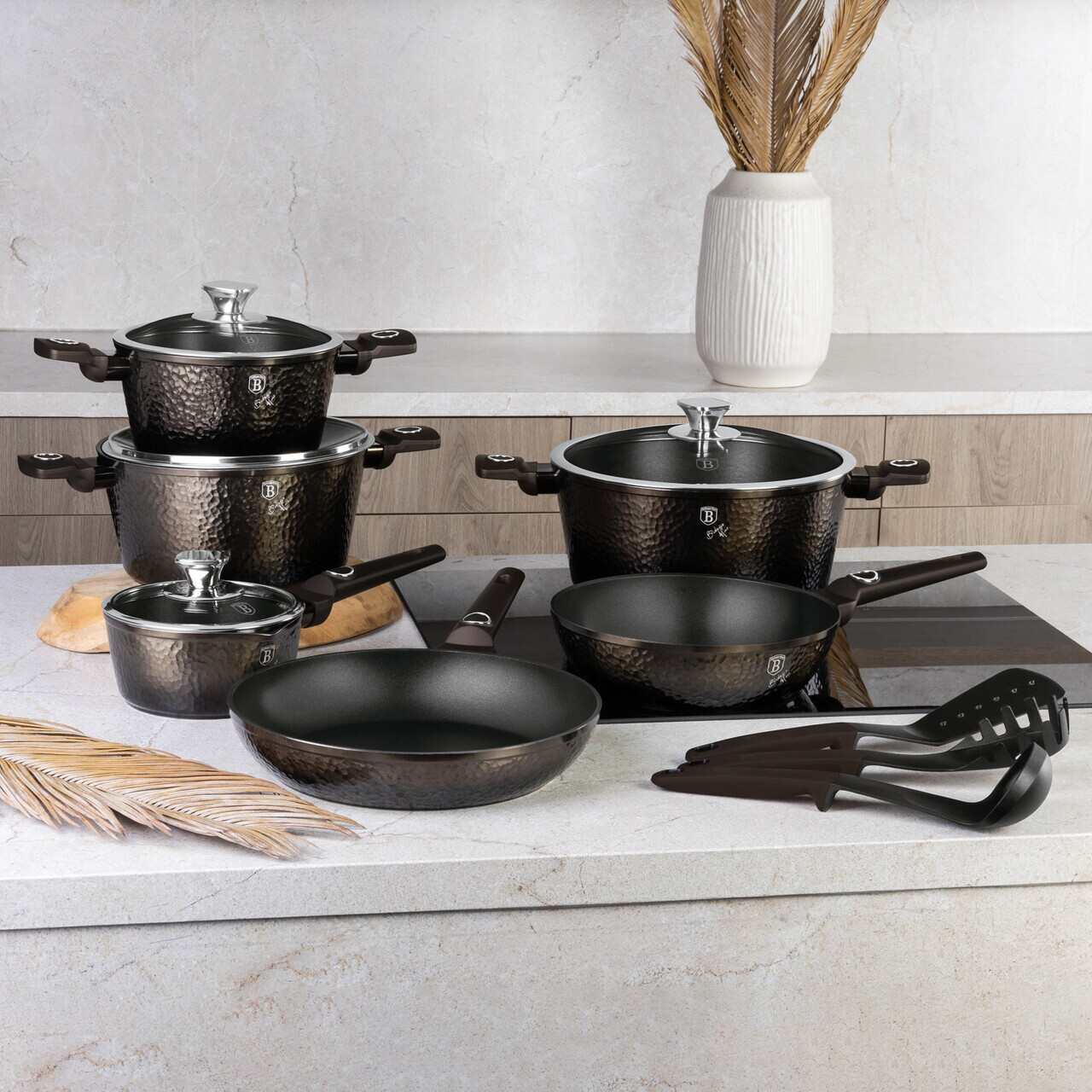 Set pentru gatit Berlinger Haus, Primal Gloss, 15 piese, aluminiu forjat, negru - imagine 2