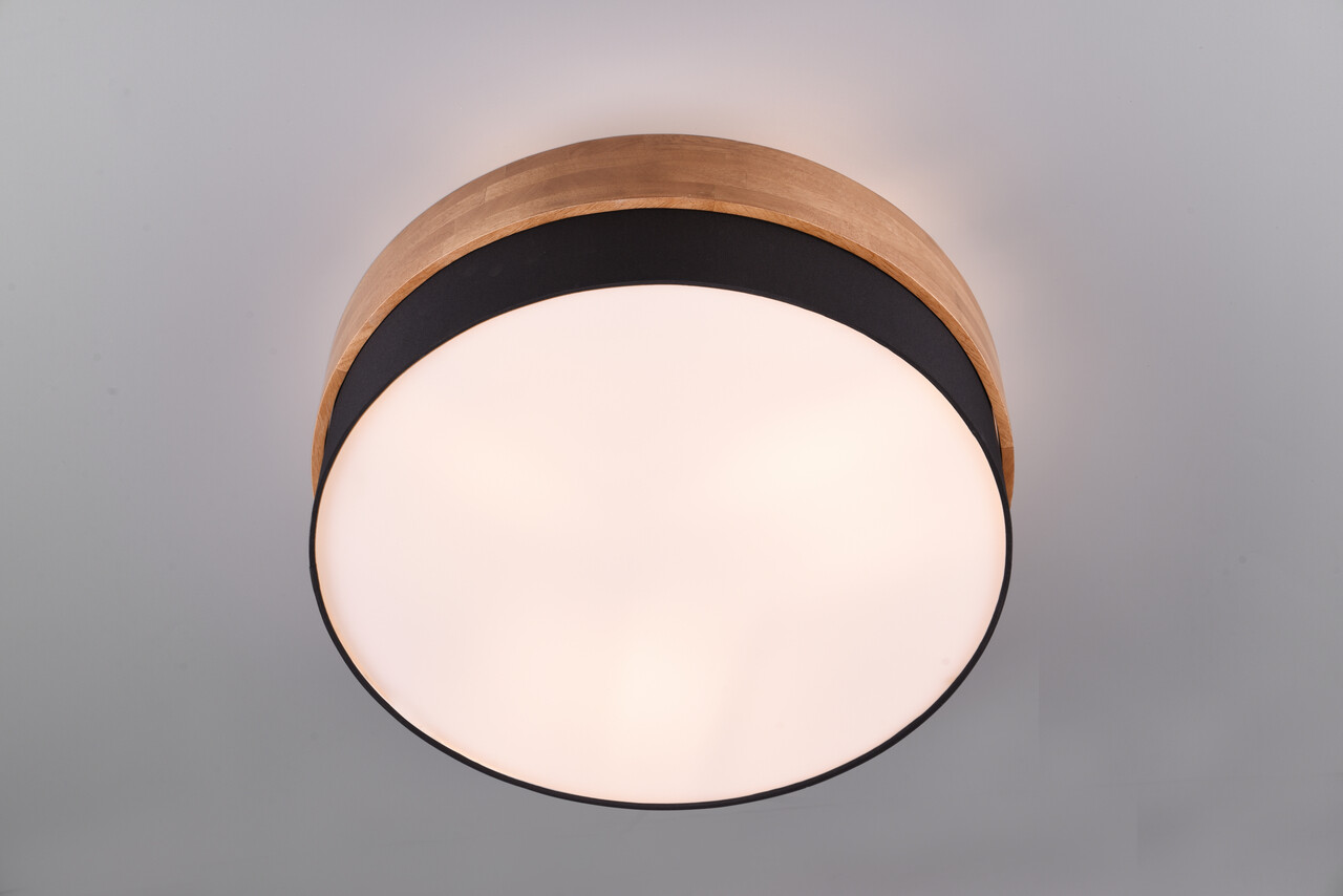 Plafoniera Seasons, TRIO, 50x21 cm, 40W, 3x E27, lemn/textil, natur/negru