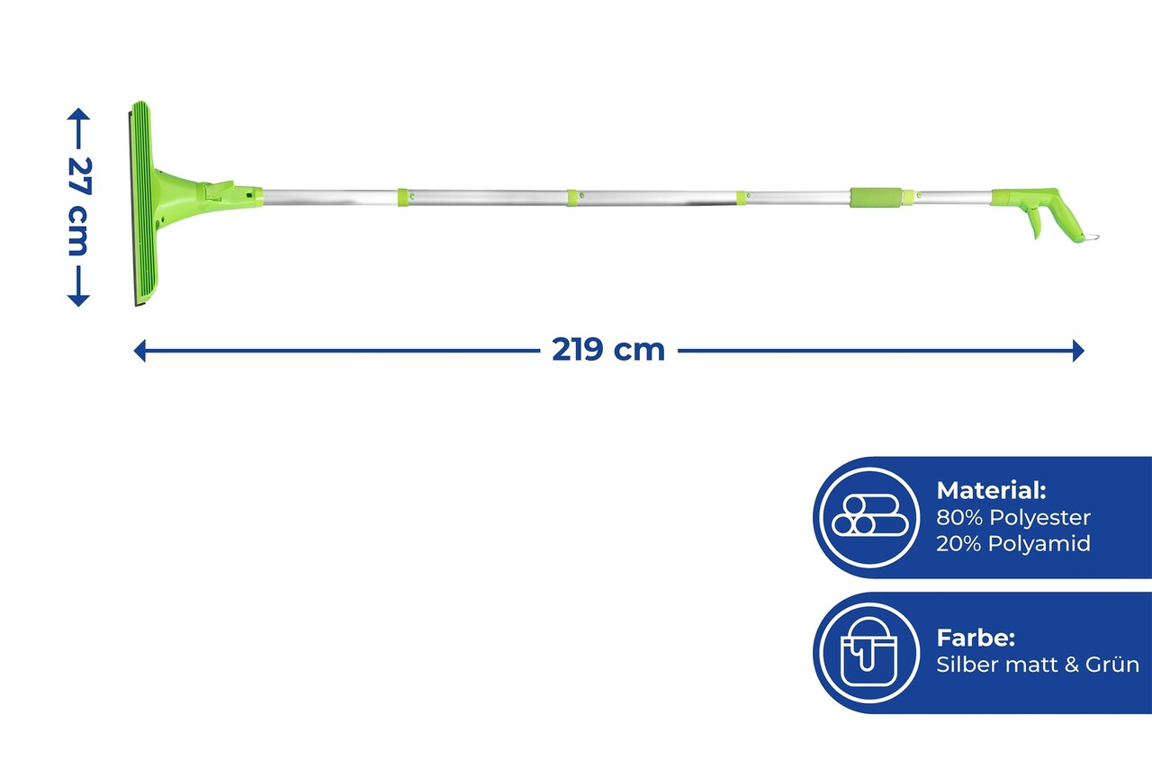 Racleta cu spray Maximex, Window, 219x27 cm, poliester/poliamida, verde/argintiu