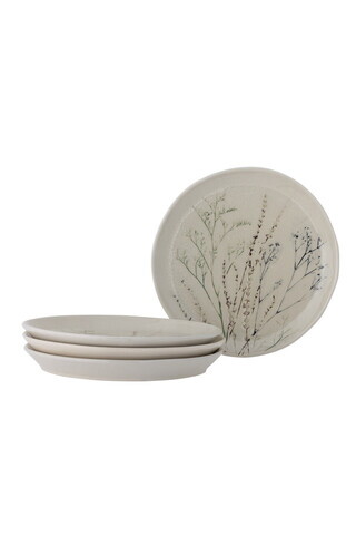 Set 4 farfurii intinse, Bloomingville, Bea, 27.5x3 cm, ceramica, natural