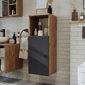 Dulap de baie, Hanah Home, 2467, 35x90x30 cm, MDF, Pin Atlantic / Antracit